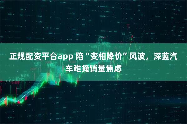 正规配资平台app 陷“变相降价”风波，深蓝汽车难掩销量焦虑